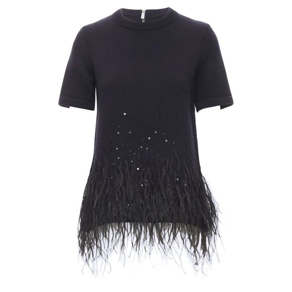 Michael Kors Collection feather sequins embellished cashmere sweater